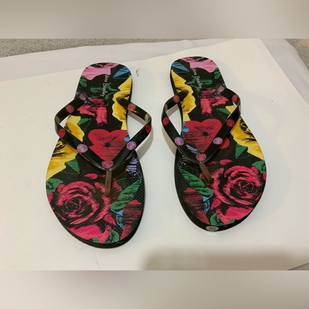 NWT Vera Bradley Havana Rose Small Flip Flops 7/8
